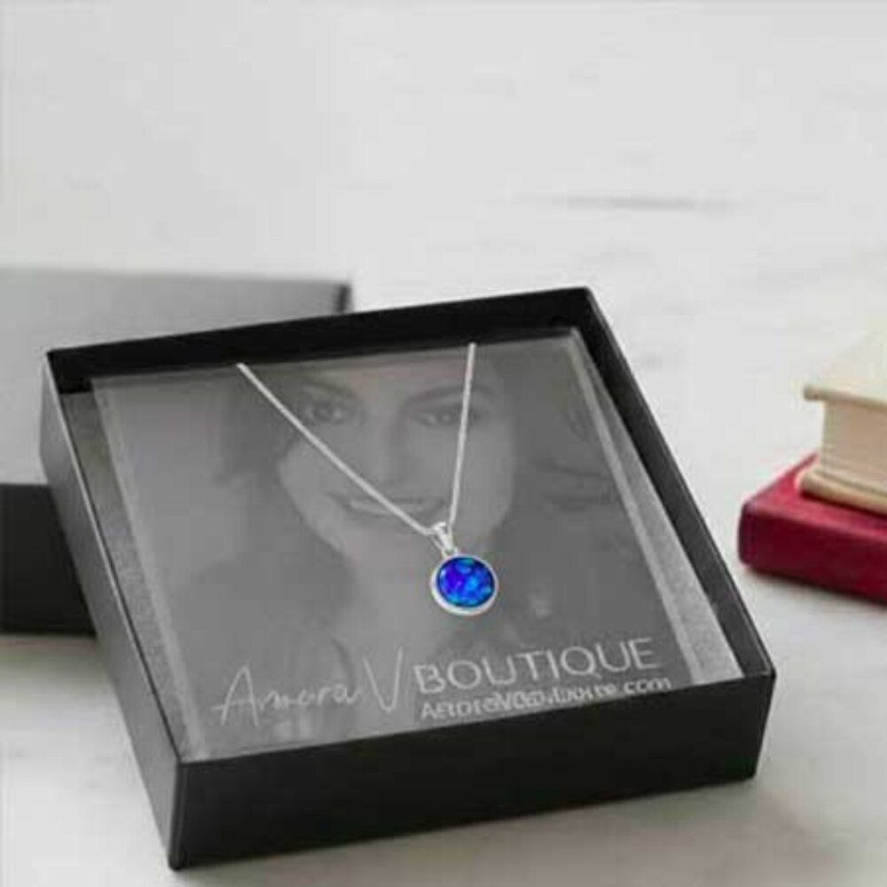 Blue Round Crystal Necklace - Picture 7 of 9